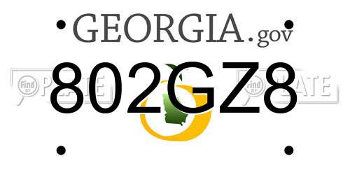 802GZ8 Georgia License Plate