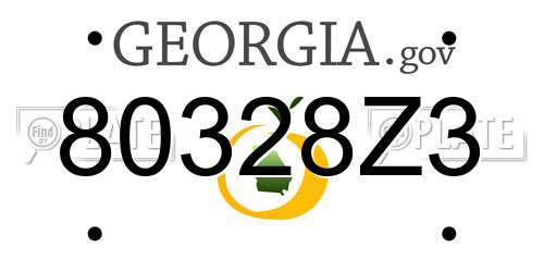 80328Z3 Georgia License Plate