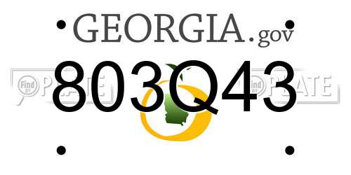 803Q43 Georgia License Plate