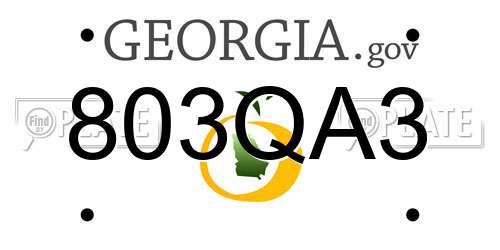803QA3 Georgia License Plate
