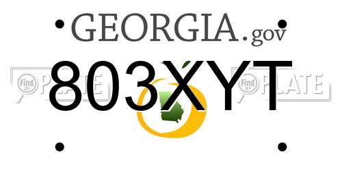 803XYT Georgia License Plate