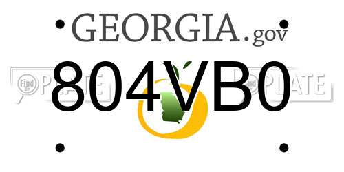 804VB0 Georgia License Plate