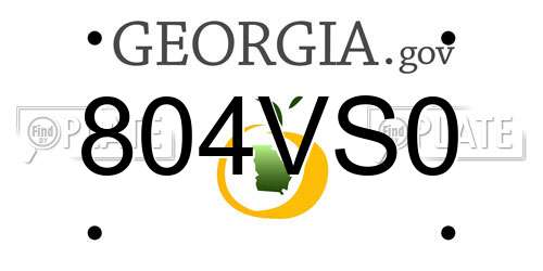 804VS0 Georgia License Plate