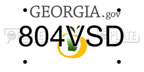804VSD Georgia License Plate
