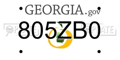 805ZB0 Georgia License Plate