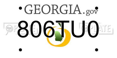 806TU0 Georgia License Plate