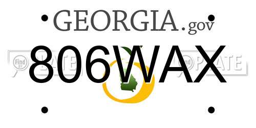 806WAX Georgia License Plate