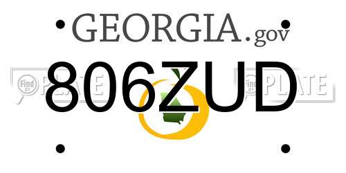 806ZUD Georgia License Plate
