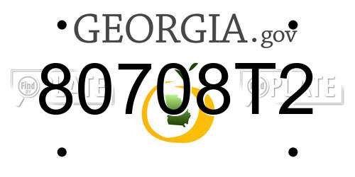80708T2 Georgia License Plate
