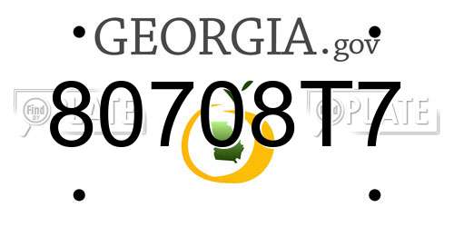 80708T7 Georgia License Plate