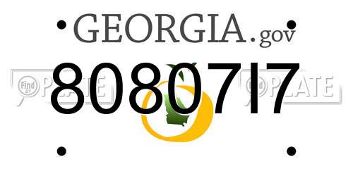 80807I7 Georgia License Plate