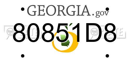 80851D8 Georgia License Plate