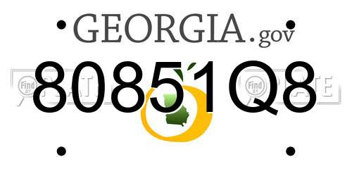 80851Q8 Georgia License Plate