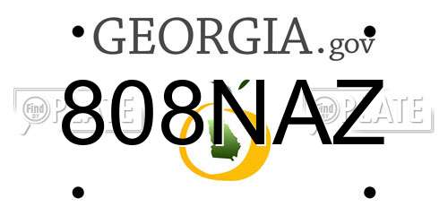 808NAZ Georgia License Plate