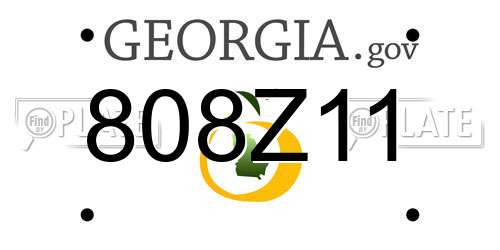 808Z11 Georgia License Plate
