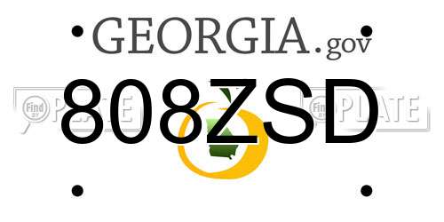 808ZSD Georgia License Plate