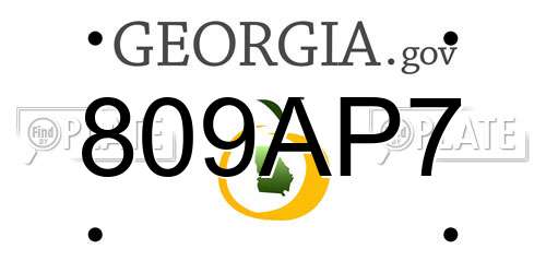 809AP7 Georgia License Plate