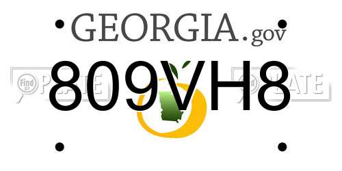 809VH8 Georgia License Plate