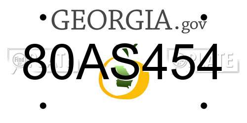 80AS454 Georgia License Plate