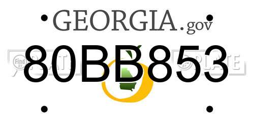 80BB853 Georgia License Plate