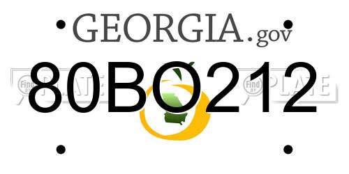 80BO212 Georgia License Plate