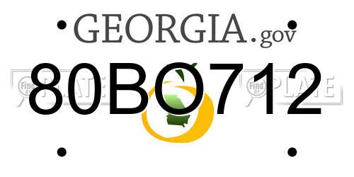 80BO712 Georgia License Plate