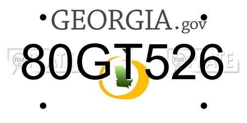 80GT526 Georgia License Plate