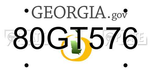 80GT576 Georgia License Plate