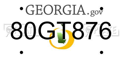 80GT876 Georgia License Plate