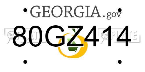 80GZ414 Georgia License Plate