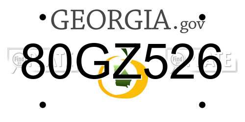 80GZ526 Georgia License Plate