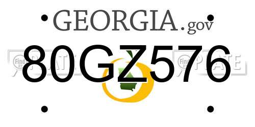 80GZ576 Georgia License Plate
