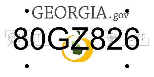 80GZ826 Georgia License Plate