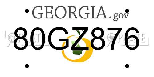 80GZ876 Georgia License Plate