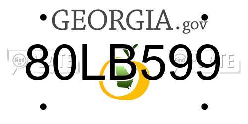 80LB599 Georgia License Plate