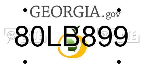 80LB899 Georgia License Plate