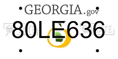 80LE636 Georgia License Plate