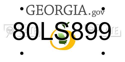 80LS899 Georgia License Plate