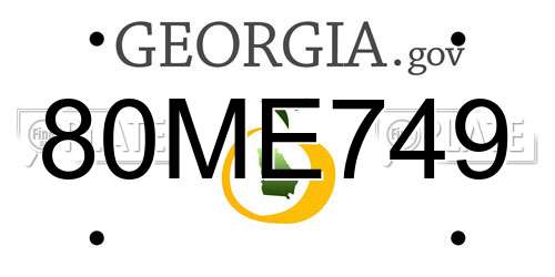 80ME749 Georgia License Plate