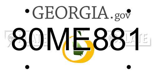80ME881 Georgia License Plate