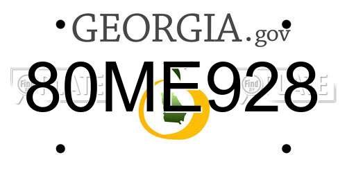 80ME928 Georgia License Plate