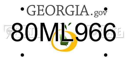 80ML966 Georgia License Plate