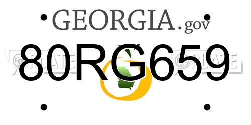 80RG659 Georgia License Plate