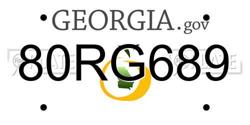 80RG689 Georgia License Plate