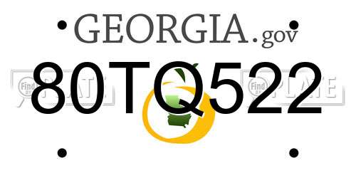 80TQ522 Georgia License Plate