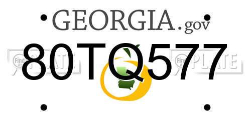 80TQ577 Georgia License Plate