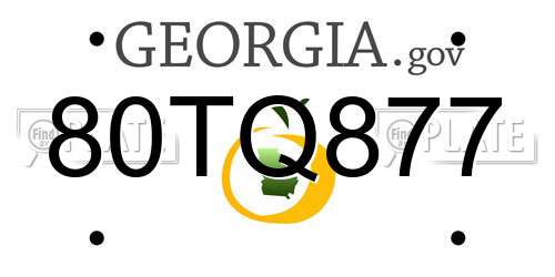 80TQ877 Georgia License Plate