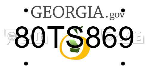 80TS869 Georgia License Plate