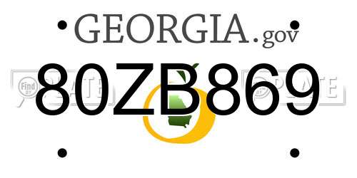 80ZB869 Georgia License Plate