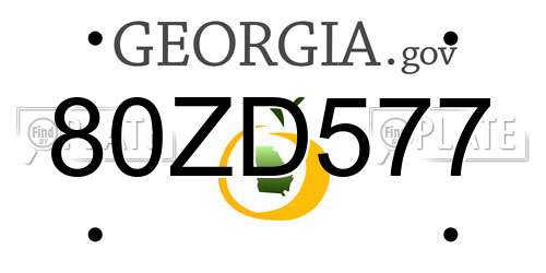80ZD577 Georgia License Plate